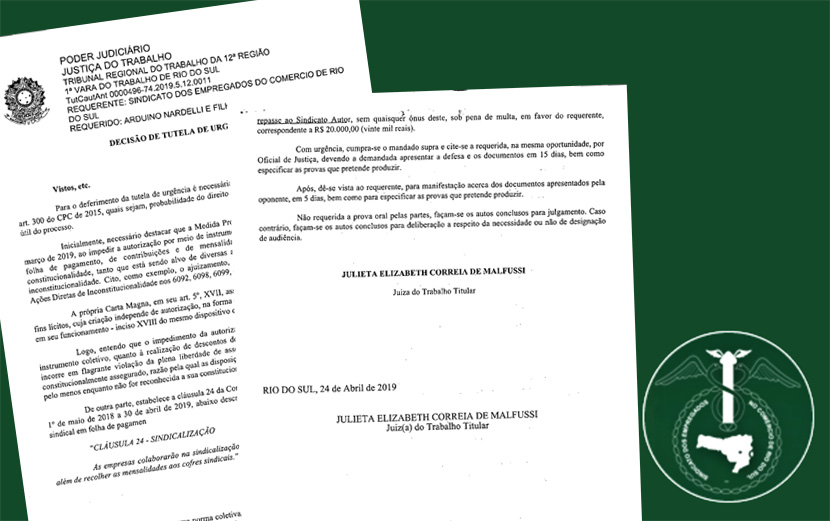 Justiça determina que empresas de Rio do Sul realizem desconto em folha para Sindicato