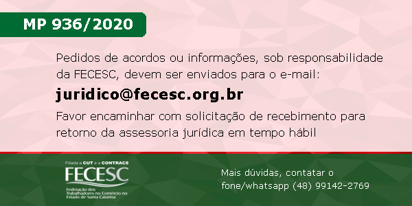 Aviso: sobre acordos relativos a MP 936/2020