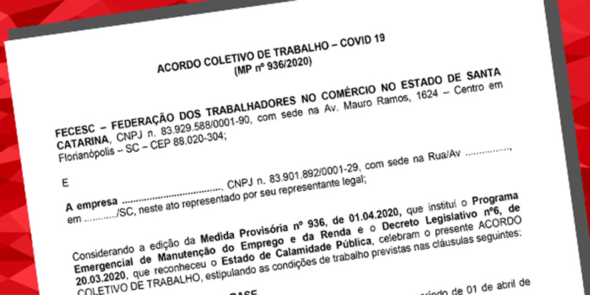 FECESC divulga Minuta de Acordo com base na MP 936/2020 para empresas de sua base – Baixe o arquivo