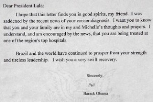 Obama expressa melhoras a Lula e ressalta liderança do ex-presidente brasileiro