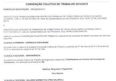 CONVENÇÃO COLETIVA 2014/2015 DO SINTRAUTO-SC