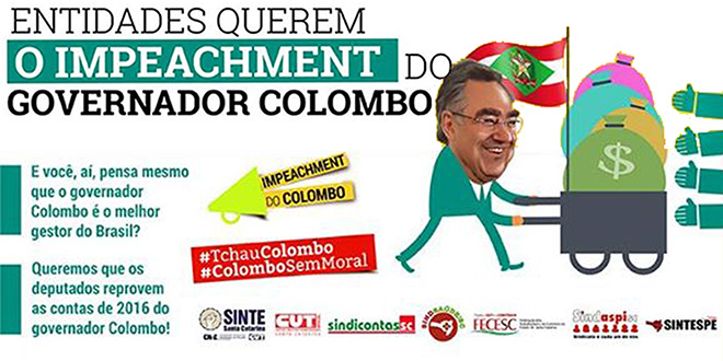 Entidades querem o impeachment do governador Colombo