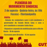 CUT-SC promove plenária do Movimento Sindical no dia 2 de agosto