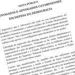 Advogados catarinenses pedem investigação de manifestações golpistas