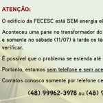 Prédio da FECESC sem energia elétrica