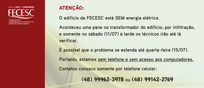 Prédio da FECESC sem energia elétrica